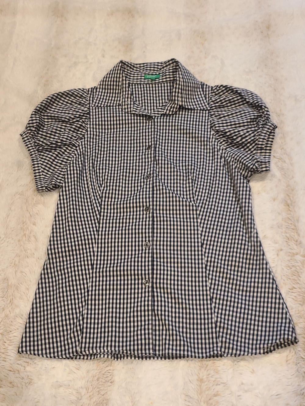 United Colors Of Benetton Black and White Gingham Shirt